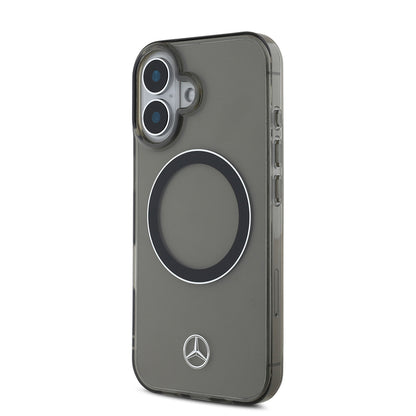 Apple iPhone 16 Kılıf Mercedes Benz Orjinal Lisanslı M-safe Şarj Özellikli Saydam Yüzey Silver Ring Kapak