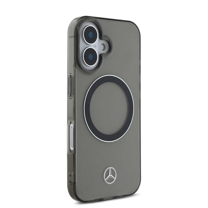 Apple iPhone 16 Kılıf Mercedes Benz Orjinal Lisanslı M-safe Şarj Özellikli Saydam Yüzey Silver Ring Kapak