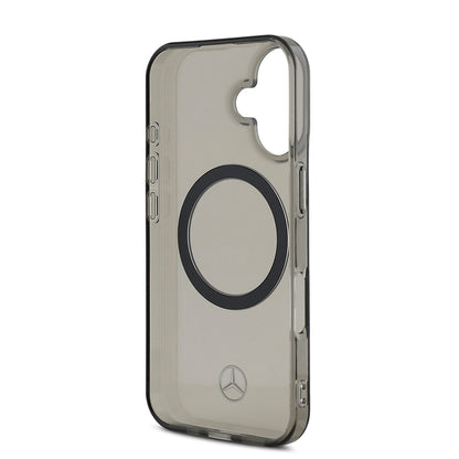 Apple iPhone 16 Kılıf Mercedes Benz Orjinal Lisanslı M-safe Şarj Özellikli Saydam Yüzey Silver Ring Kapak