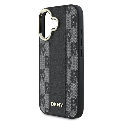 Apple iPhone 16 Plus Kılıf DKNY Orjinal Lisanslı M-safe Şarj Özellikli 3D Yazılı Checkered Pattern Kapak