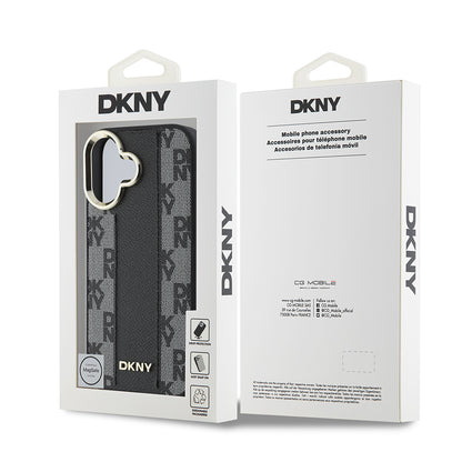 Apple iPhone 16 Plus Kılıf DKNY Orjinal Lisanslı M-safe Şarj Özellikli 3D Yazılı Checkered Pattern Kapak