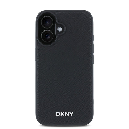 Apple iPhone 16 Plus Kılıf DKNY Orjinal Lisanslı M-safe Şarj Özellikli Metal Logolu PU Deri Grained Kapak