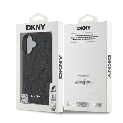 Apple iPhone 16 Plus Kılıf DKNY Orjinal Lisanslı M-safe Şarj Özellikli Metal Logolu PU Deri Grained Kapak