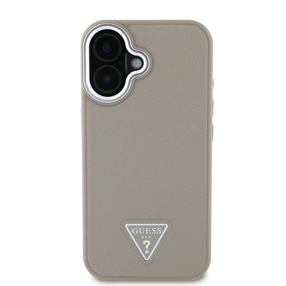 Apple iPhone 16 Plus Kılıf Guess Orjinal Lisanslı M-safe Şarj Özellikli Grained Triangle Kapak