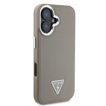 Apple iPhone 16 Plus Kılıf Guess Orjinal Lisanslı M-safe Şarj Özellikli Grained Triangle Kapak