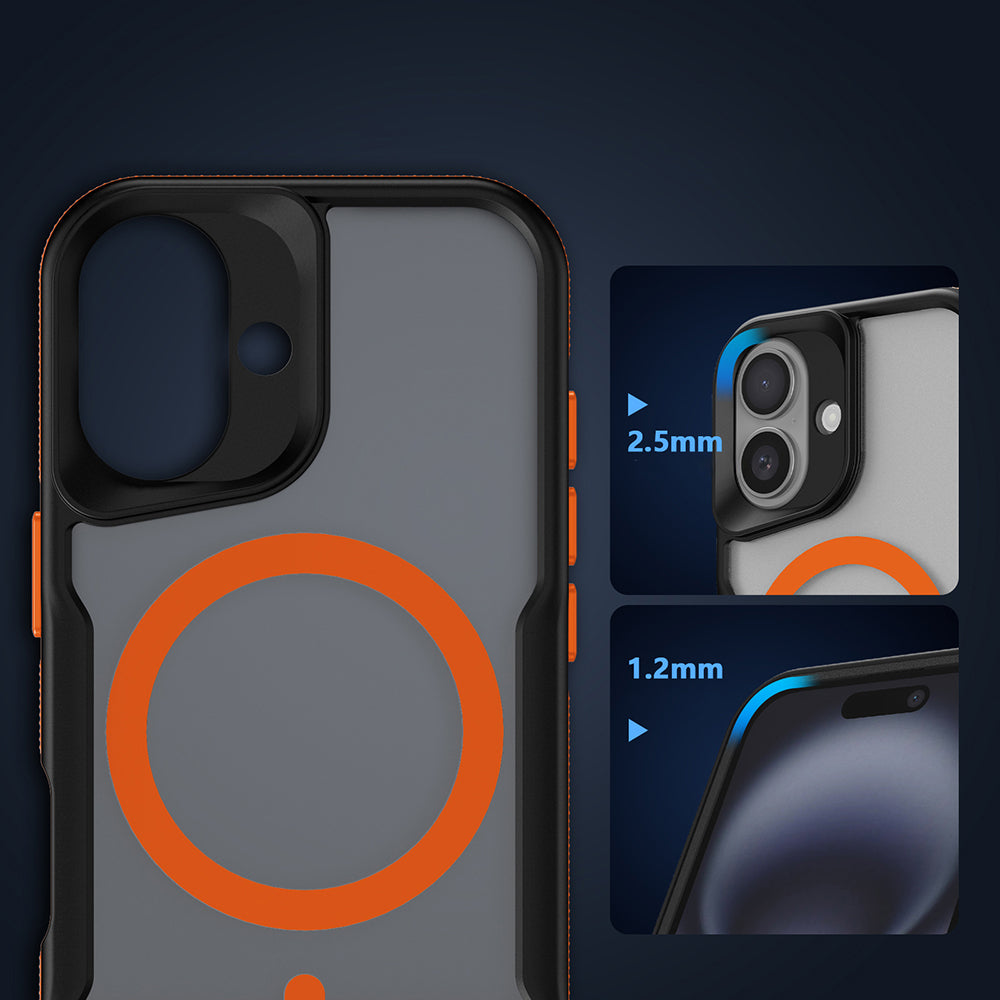 Apple iPhone 16 Plus Kılıf M-safe Şarj Özellikli Renkli Kenar Airbag Şeritli Zore Lamer Kapak