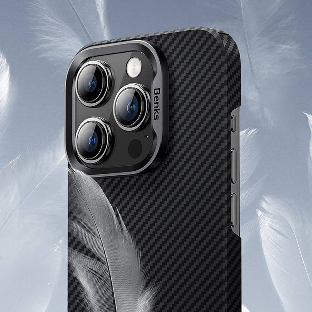 Apple iPhone 16 Pro Kılıf Benks M-safe Şarj Özellikli Magnetik ArmorAir 600D Kevlar Fiber Kapak