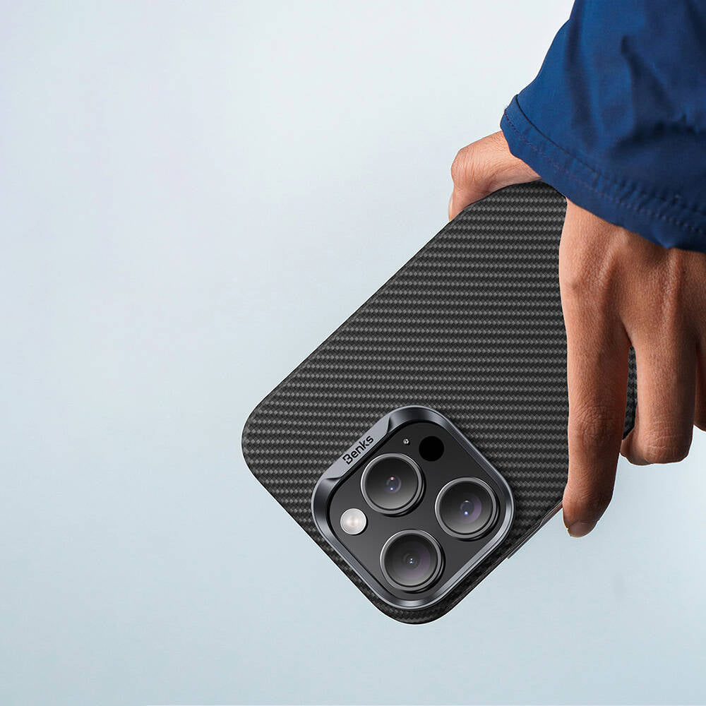 Apple iPhone 16 Pro Kılıf Benks M-safe Şarj Özellikli Magnetik ArmorAir 600D Kevlar Fiber Kapak