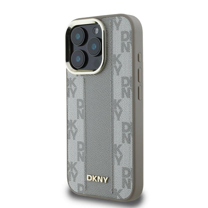 Apple iPhone 16 Pro Kılıf DKNY Orjinal Lisanslı M-safe Şarj Özellikli 3D Yazılı Checkered Pattern Kapak