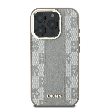 Apple iPhone 16 Pro Kılıf DKNY Orjinal Lisanslı M-safe Şarj Özellikli 3D Yazılı Checkered Pattern Kapak