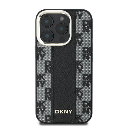 Apple iPhone 16 Pro Kılıf DKNY Orjinal Lisanslı M-safe Şarj Özellikli 3D Yazılı Checkered Pattern Kapak