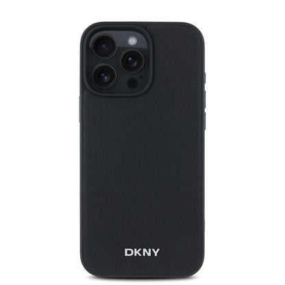 Apple iPhone 16 Pro Kılıf DKNY Orjinal Lisanslı M-safe Şarj Özellikli Metal Logolu PU Deri Grained Kapak