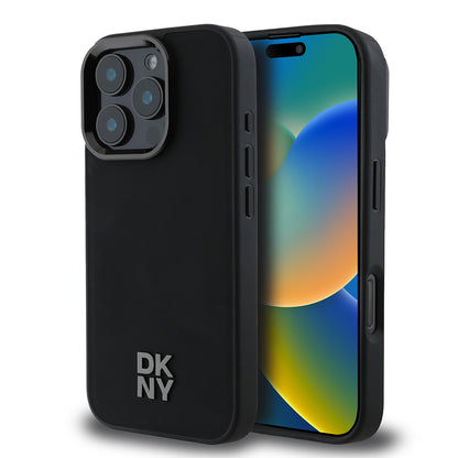 Apple iPhone 16 Pro Kılıf DKNY Orjinal Lisanslı M-safe Şarj Özellikli Metal Logolu PU Deri Plain Kapak