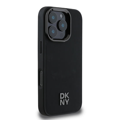 Apple iPhone 16 Pro Kılıf DKNY Orjinal Lisanslı M-safe Şarj Özellikli Metal Logolu PU Deri Plain Kapak