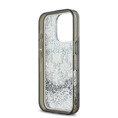 Apple iPhone 16 Pro Kılıf Karl Lagerfeld Orjinal Lisanslı Simli KL Yazılı Monogram Gradient Kapak