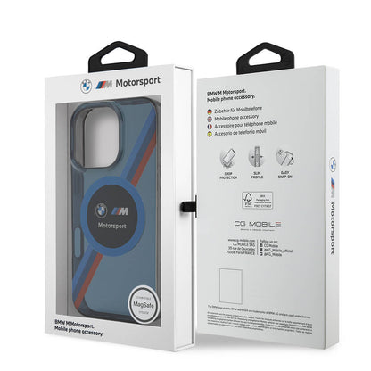 Apple iPhone 16 Pro Max Kılıf BMW Orjinal Lisanslı M-safe Şarj Özellikli M Logolu Üç Renk Çizgili Motorsport Circle Kapak