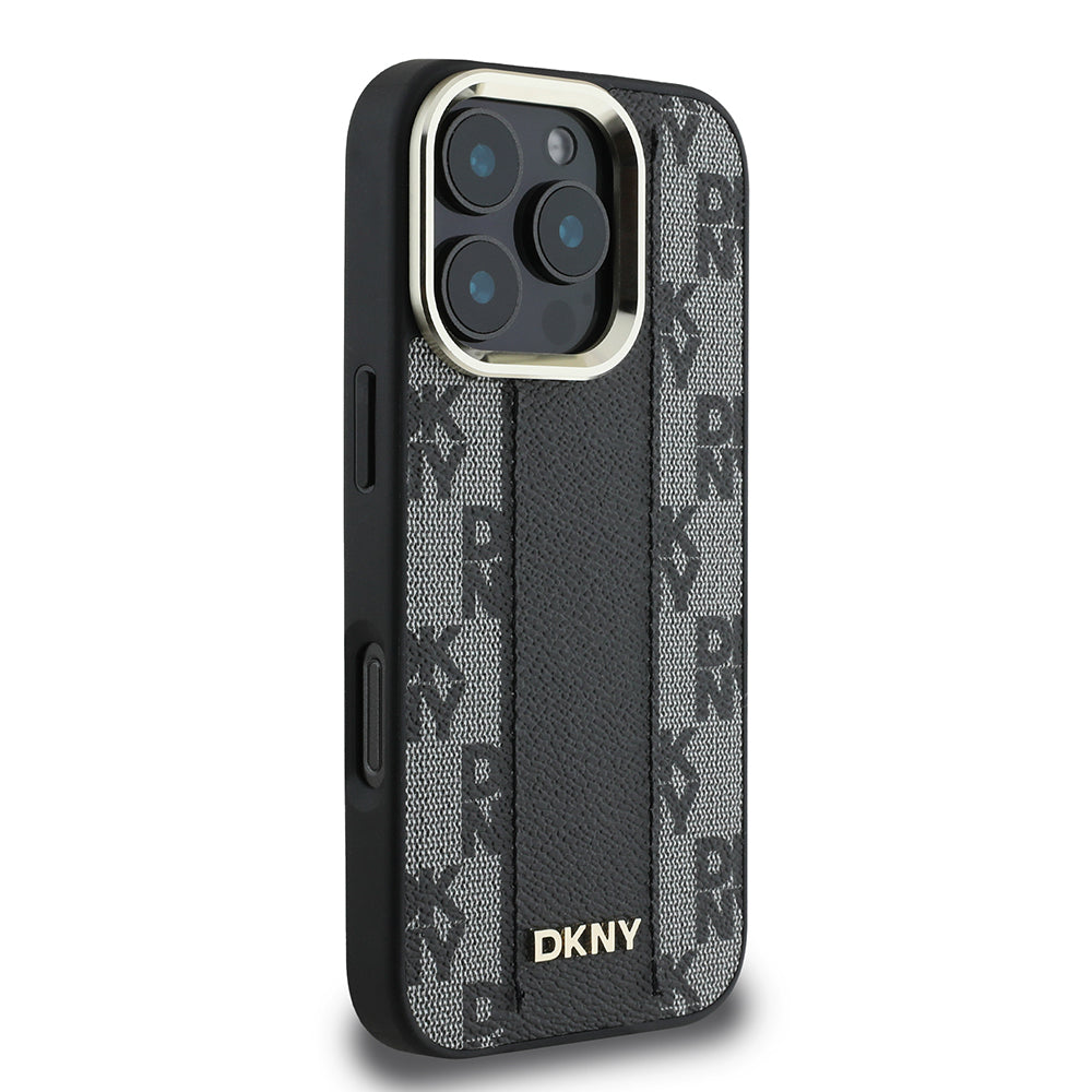 Apple iPhone 16 Pro Max Kılıf DKNY Orjinal Lisanslı M-safe Şarj Özellikli 3D Yazılı Checkered Pattern Kapak