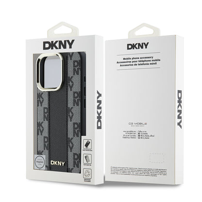 Apple iPhone 16 Pro Max Kılıf DKNY Orjinal Lisanslı M-safe Şarj Özellikli 3D Yazılı Checkered Pattern Kapak