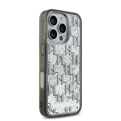 Apple iPhone 16 Pro Max Kılıf Karl Lagerfeld Orjinal Lisanslı Simli KL Yazılı Monogram Gradient Kapak