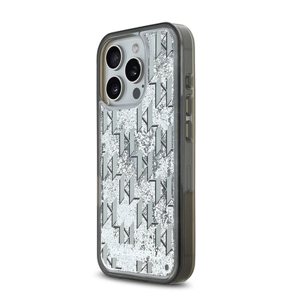 Apple iPhone 16 Pro Max Kılıf Karl Lagerfeld Orjinal Lisanslı Simli KL Yazılı Monogram Gradient Kapak