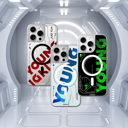 Apple iPhone 16 Pro Max Kılıf M-safe Şarj Özellikli Airbagli Çift Katmanlı Youngkit Future Streamer Serisi Kapak