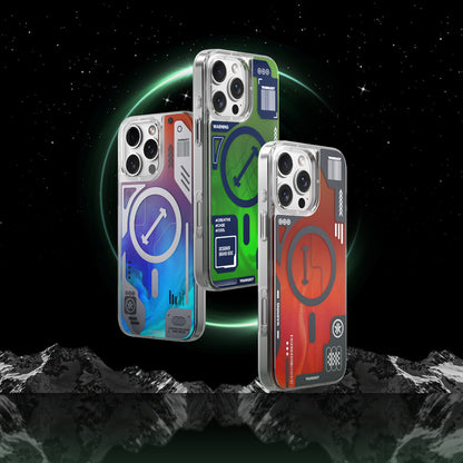 Apple iPhone 16 Pro Max Kılıf M-safe Şarj Özellikli Parlak Kumlu Sıvılı Tasarımlı Galaxy Fantasy Serisi Kapak