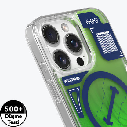 Apple iPhone 16 Pro Max Kılıf M-safe Şarj Özellikli Parlak Kumlu Sıvılı Tasarımlı Galaxy Fantasy Serisi Kapak