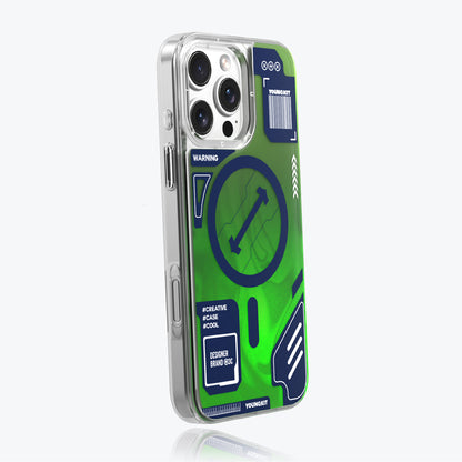 Apple iPhone 16 Pro Max Kılıf M-safe Şarj Özellikli Parlak Kumlu Sıvılı Tasarımlı Galaxy Fantasy Serisi Kapak