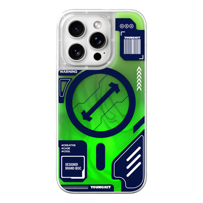 Apple iPhone 16 Pro Max Kılıf M-safe Şarj Özellikli Parlak Kumlu Sıvılı Tasarımlı Galaxy Fantasy Serisi Kapak