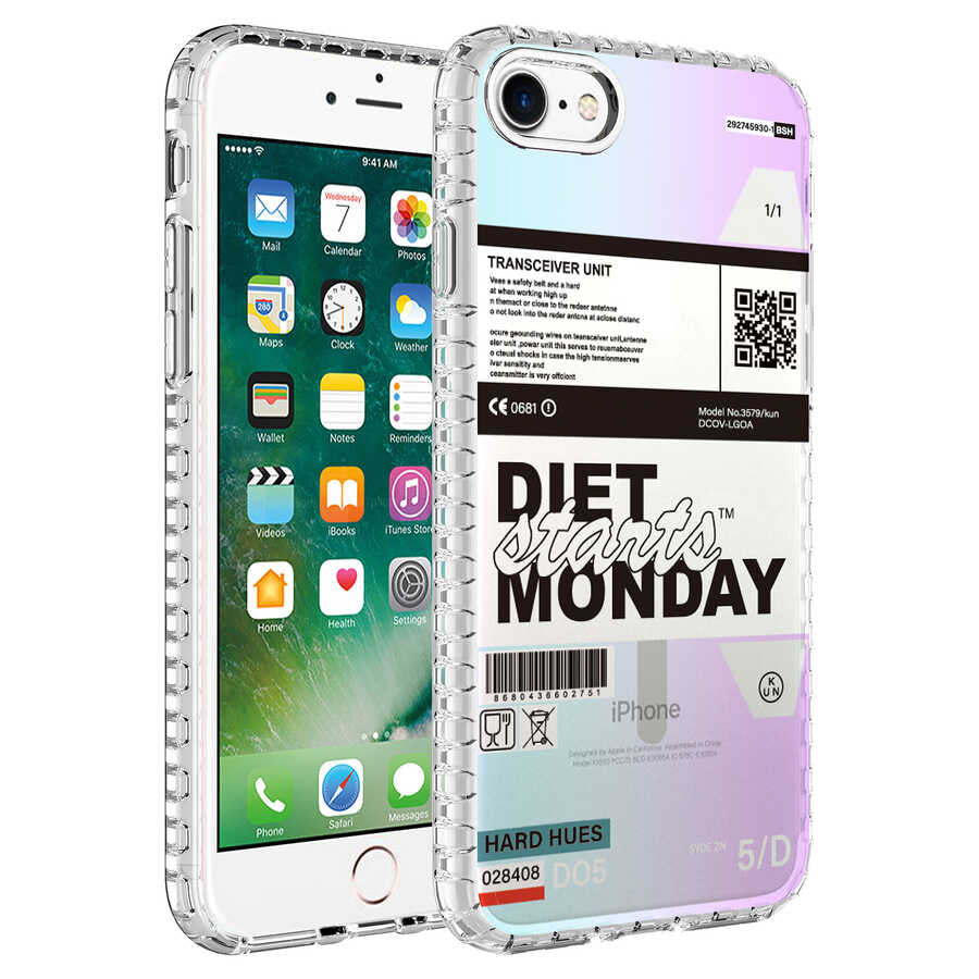 Apple iPhone 8 Kılıf Airbag Kenarlı Renkli Desenli Silikon Zore Elegans Kapak