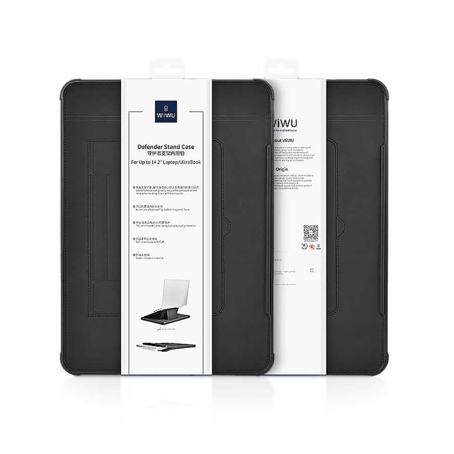 Apple Macbook 14.2' 2021 Wiwu Defender Stand Case Taşınabilir Standlı Magnetik PU Laptop Çantası