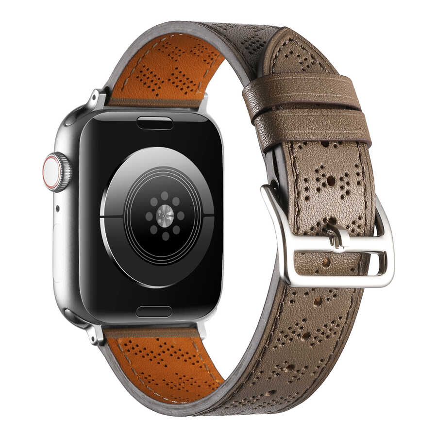 ​​​Apple Watch 7 45mm KRD-76 PU Deri Kordon Strap Kayış