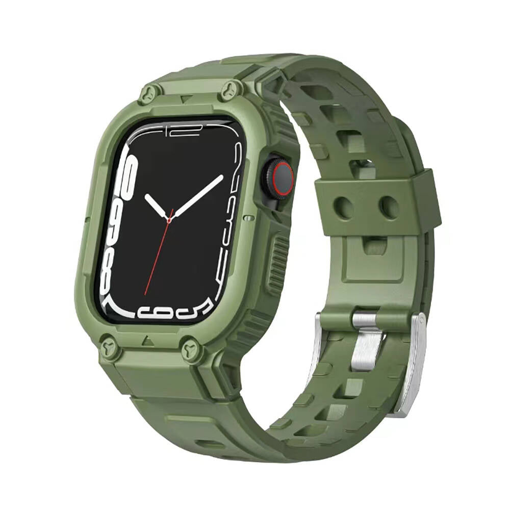 Apple Watch 7 45mm Wiwu Wi-WB014 Armor Serisi 2in1 Sert PC Kasa Koruyuculu Silikon Kordon