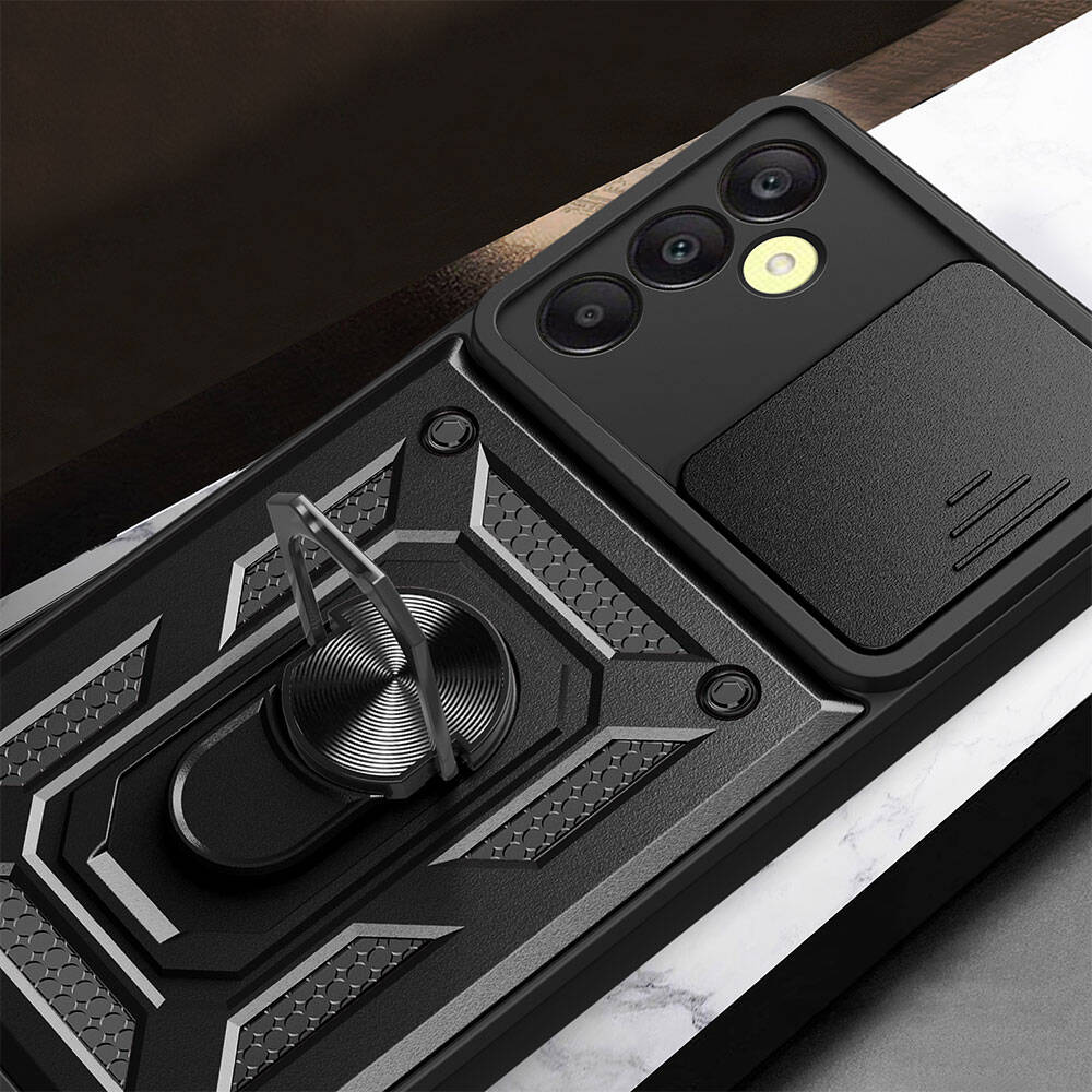 Galaxy A25 Kılıf Magnetik Standlı Kamera Korumalı Zore Sürgülü Vega Kapak