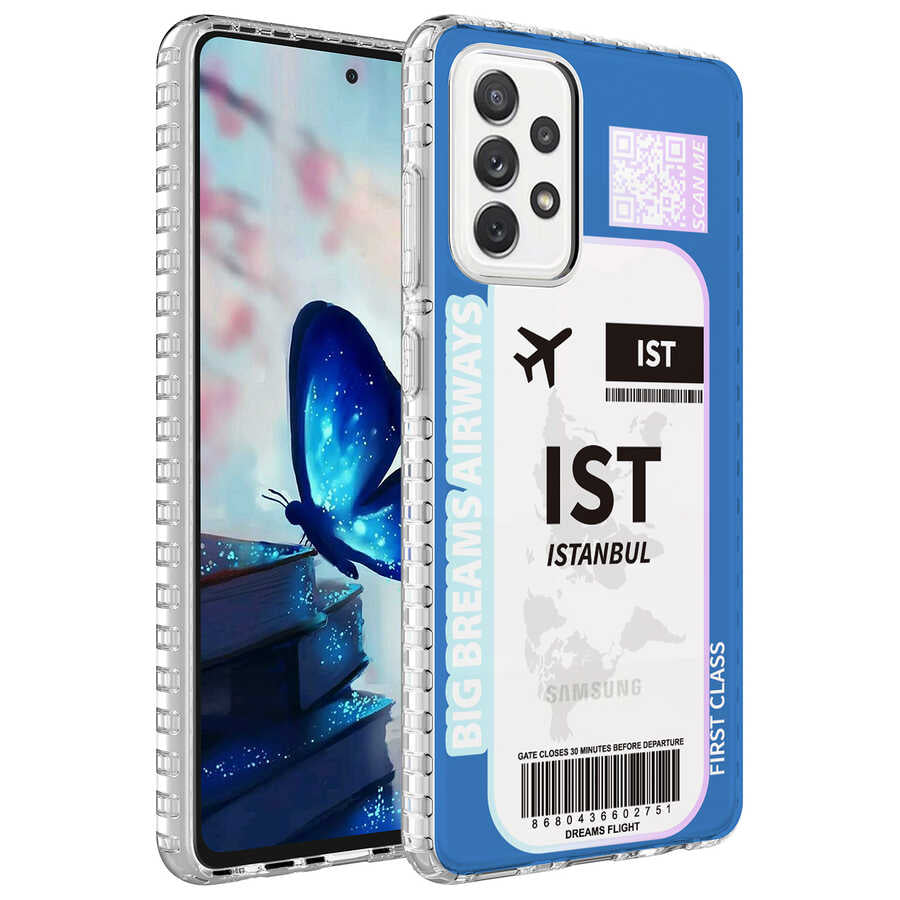 Galaxy A52 Kılıf Airbag Kenarlı Renkli Desenli Silikon Zore Elegans Kapak