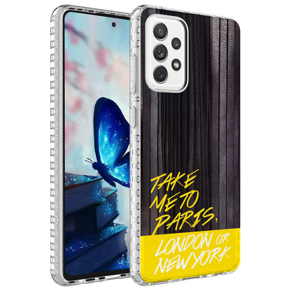 Galaxy A52 Kılıf Airbag Kenarlı Renkli Desenli Silikon Zore Elegans Kapak