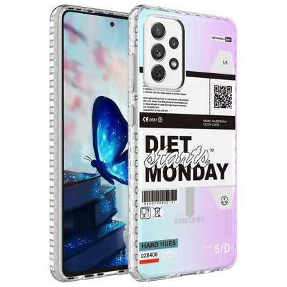 Galaxy A73 Kılıf Airbag Kenarlı Renkli Desenli Silikon Zore Elegans Kapak