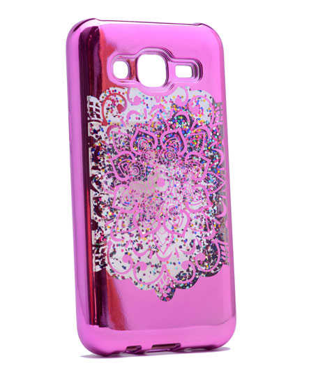 Galaxy J7 2016 Kılıf Zore Lazer Çiçekli Sıvılı Silikon