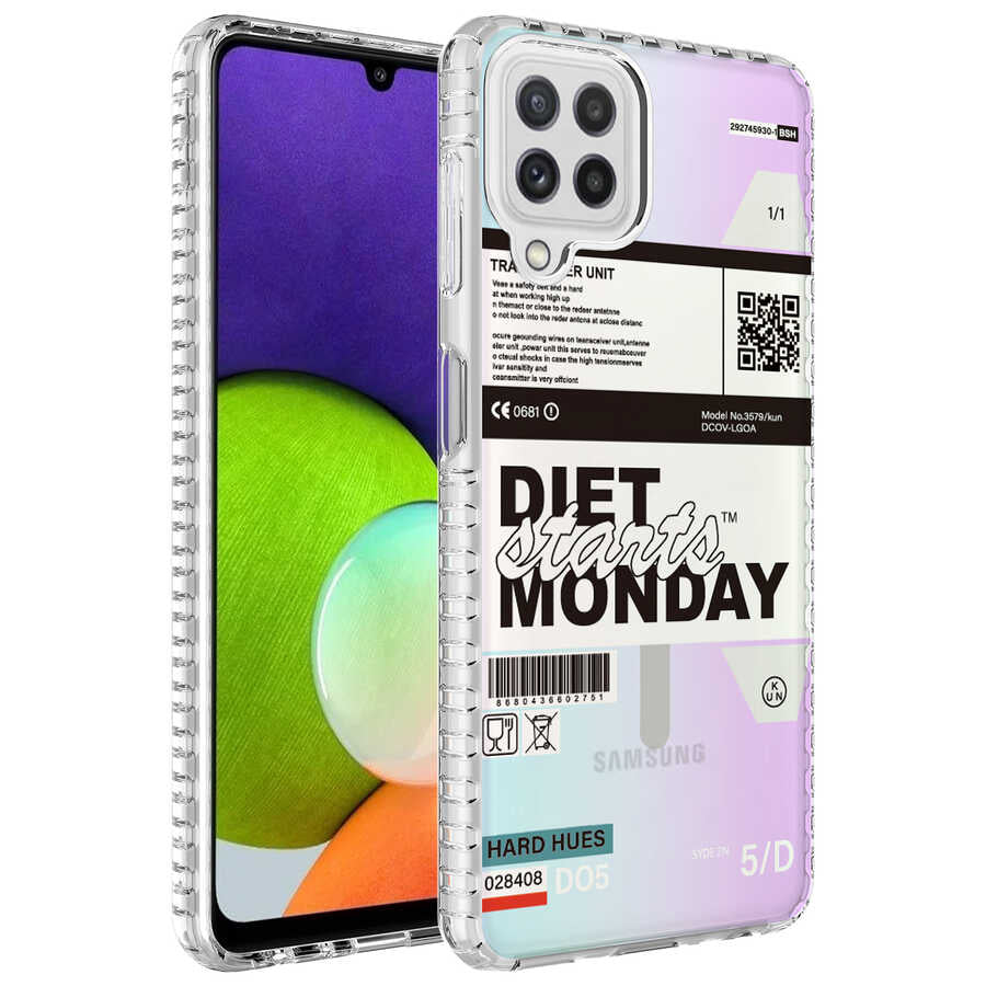 Galaxy M12 Kılıf Airbag Kenarlı Renkli Desenli Silikon Zore Elegans Kapak