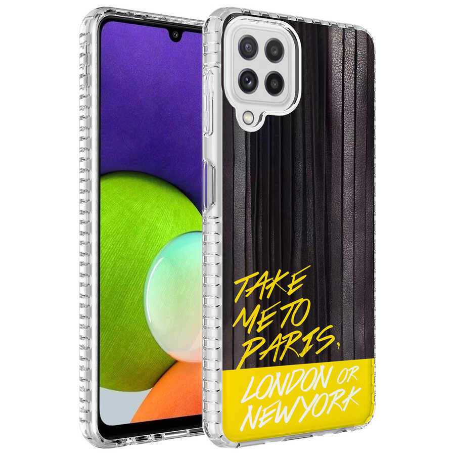 Galaxy M32 Kılıf Airbag Kenarlı Renkli Desenli Silikon Zore Elegans Kapak