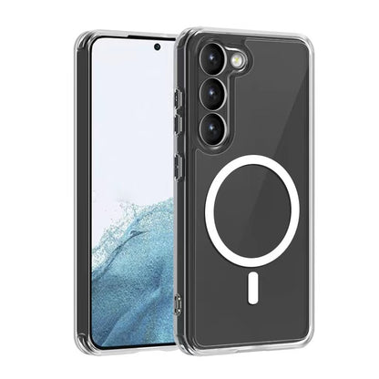 Galaxy S22 Kılıf M-safe Şarj Özellikli Şeffaf Sert PC Zore Embos Kapak