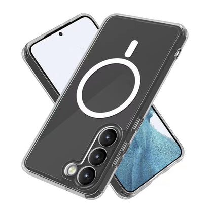 Galaxy S23 Kılıf M-safe Şarj Özellikli Şeffaf Sert PC Zore Embos Kapak