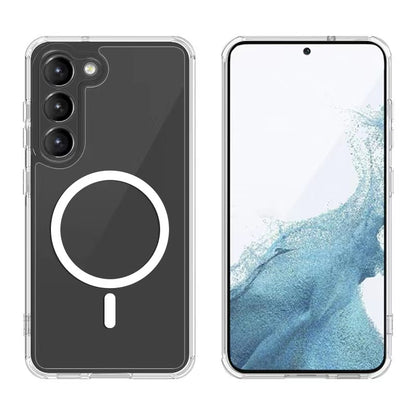 Galaxy S23 Kılıf M-safe Şarj Özellikli Şeffaf Sert PC Zore Embos Kapak