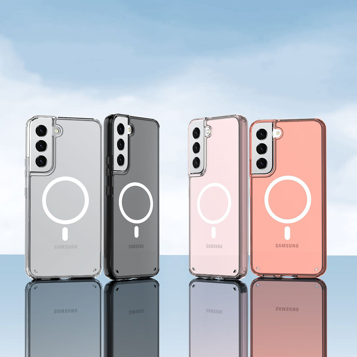 Galaxy S23 Kılıf M-safe Şarj Özellikli Şeffaf Sert PC Zore Embos Kapak