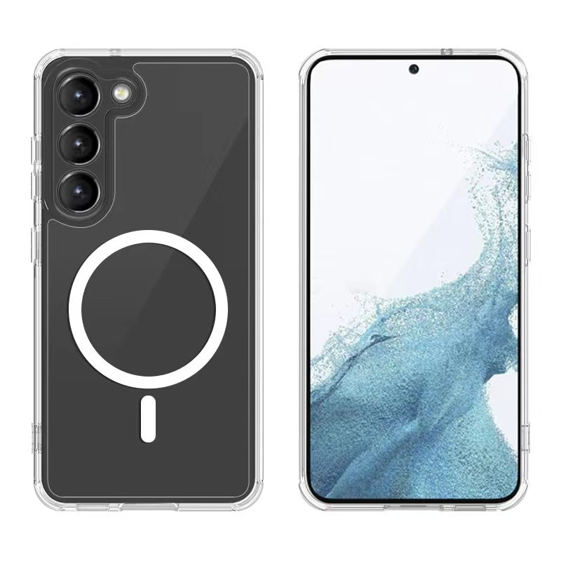 Galaxy S23 Plus Kılıf M-safe Şarj Özellikli Şeffaf Sert PC Zore Embos Kapak