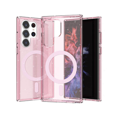 Galaxy S23 Ultra Kılıf M-safe Şarj Özellikli Parlayan Simli Saydam Renkli Zore Allstar Kapak