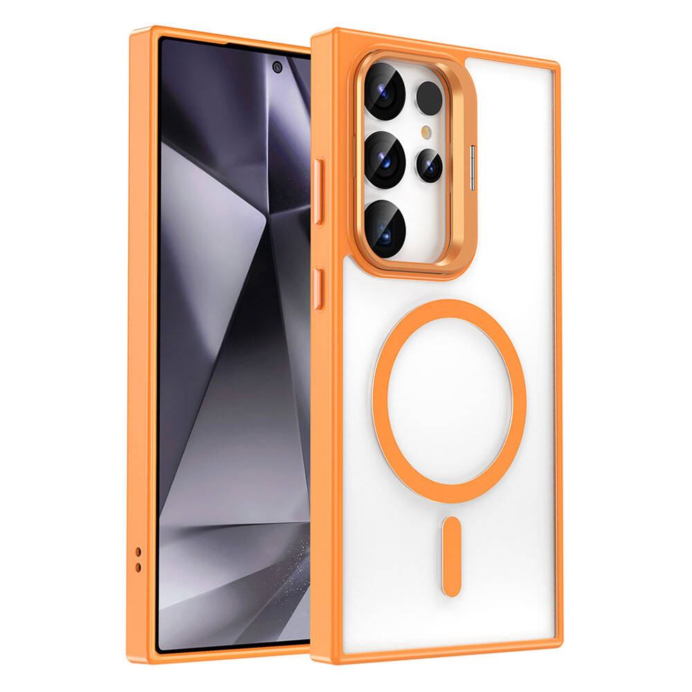 Galaxy S23 Ultra Kılıf M-safe Şarj Özellikli Standlı Zore M-safe Klon Kapak