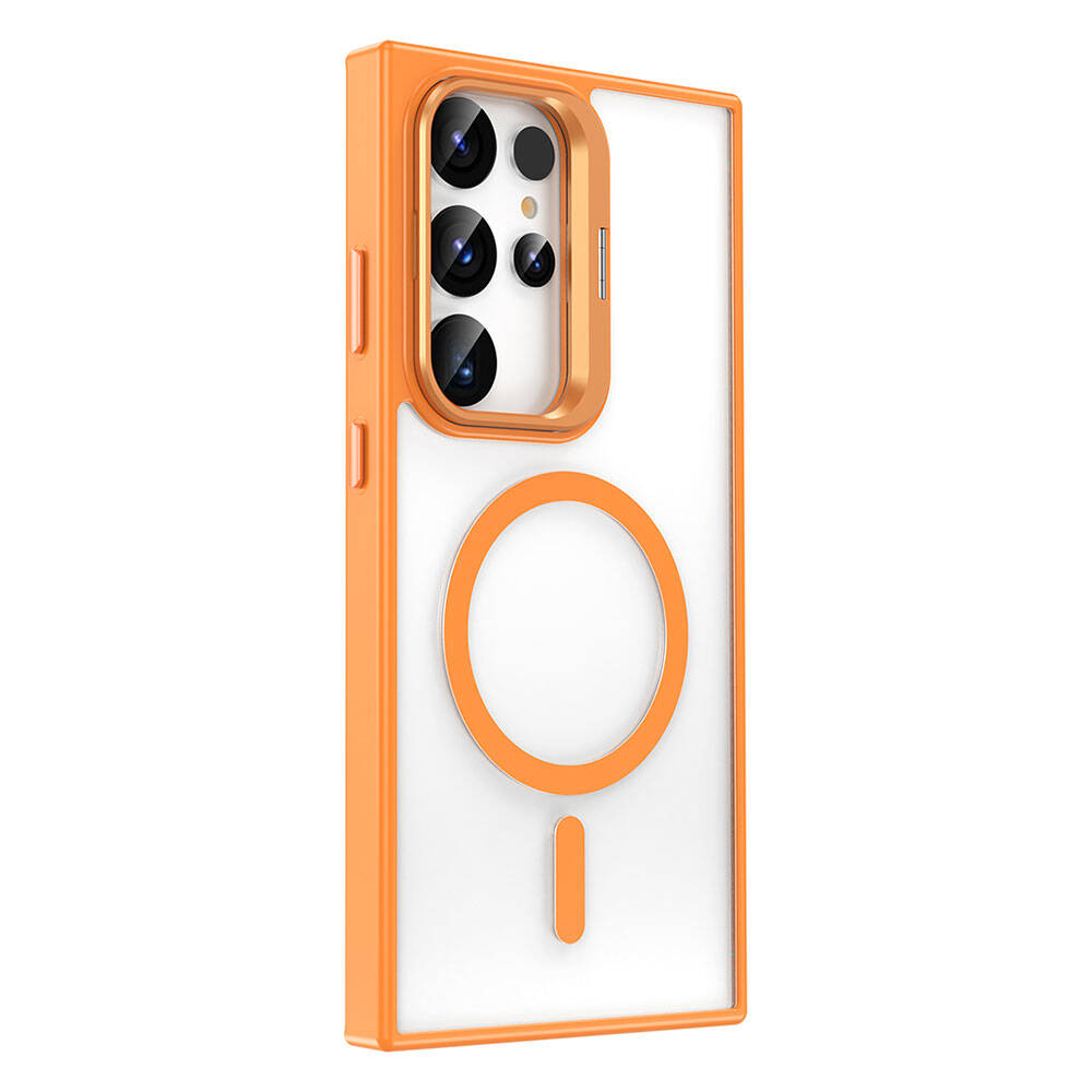 Galaxy S23 Ultra Kılıf M-safe Şarj Özellikli Standlı Zore M-safe Klon Kapak