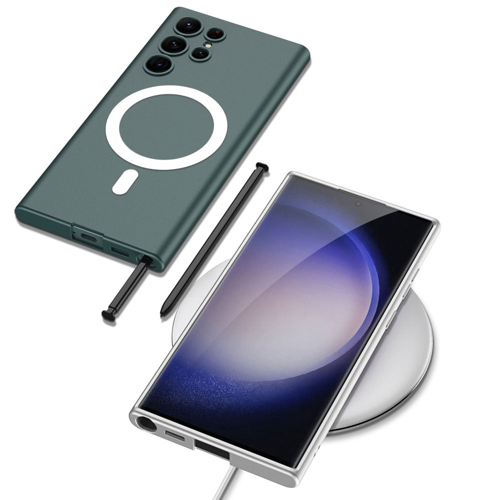 Galaxy S23 Ultra Kılıf Wireless Şarj Özellikli Zore Kıpta M-safe Silikon Kapak