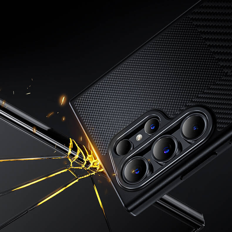 Galaxy S24 Kılıf M-safe Şarj Özellikli Karbon Fiber Benks Montage Hybrid ArmorPro Kevlar Kapak